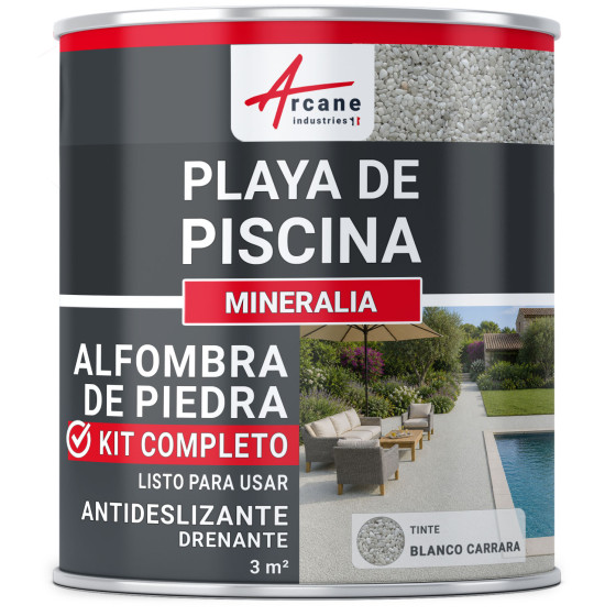 Kit Suelo de Grava Borde Piscina Drenante_ Blanc Carrare_3 m²