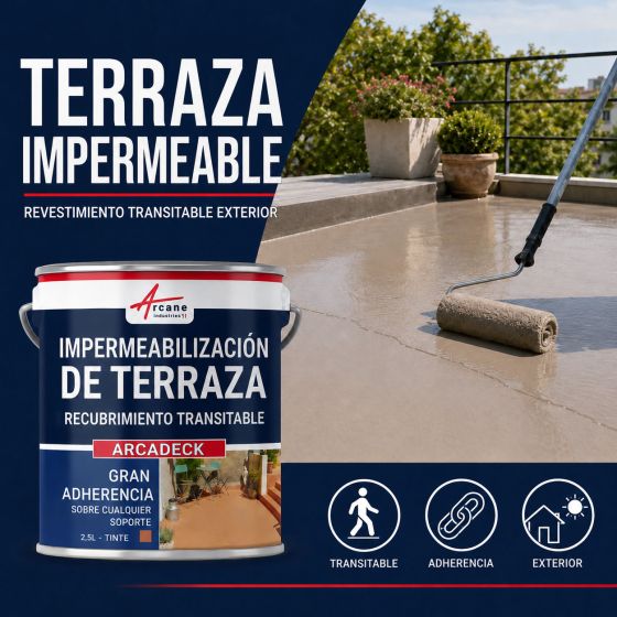 Membrana líquida transitable, Membrana para terrazas transitable, impermeabilización con ARCATERRASSE