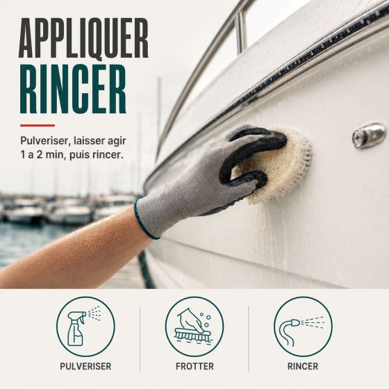 NETTOYAGE ENTRETIEN GELCOAT - Nettoyant coques polyester pont gel coat pare-battage Entretien bateaux