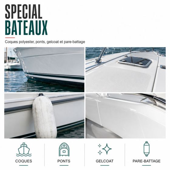NETTOYAGE ENTRETIEN GELCOAT - Nettoyant coques polyester pont gel coat pare-battage Entretien bateaux