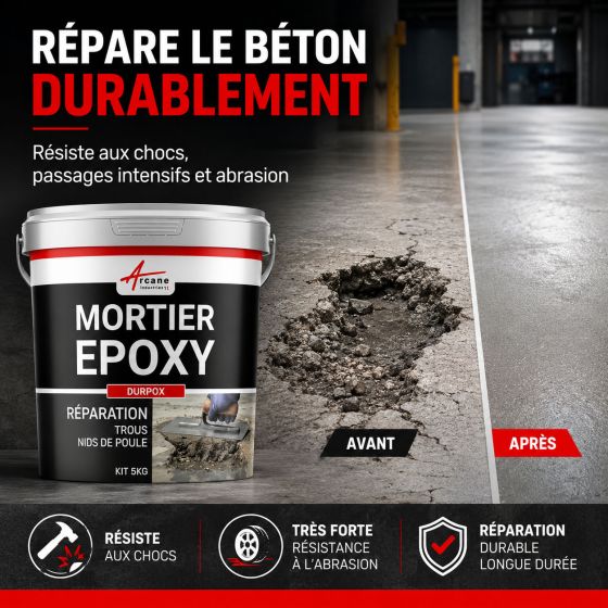 Mortier époxy de réparation pour trou et nid de poule :DURPOX