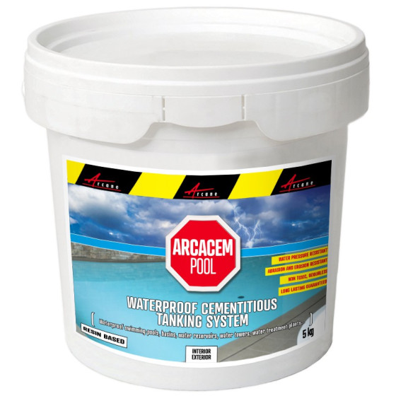ARCACIM PISCINE - Enduit de cuvelage imperméabilisation hydrofuge piscine bassin à base de ciment et résine citerne bac tampon