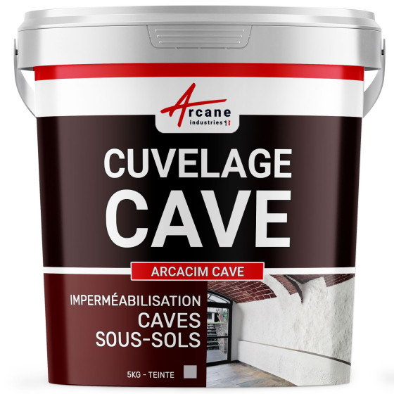 Enduit de cuvelage pour cave sous-sols garage : ARCACIM CAVE-5Kg-Gris-Couleur / Aspect Enduit de cuvelage pour cave sous-sols garage : ARCACIM CAVE-5Kg-Gris-Couleur / Aspect