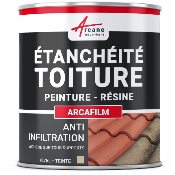 Résine d'Etanchéité - Peinture d'Etanchéité - Spécial Toit en Pente : ARCAFILM-0-75l-Paille-Couleur / Aspect