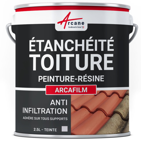 Résine d'Etanchéité - Peinture d'Etanchéité - Spécial Toit en Pente : ARCAFILM-2-5l-Gris-Couleur / Aspect