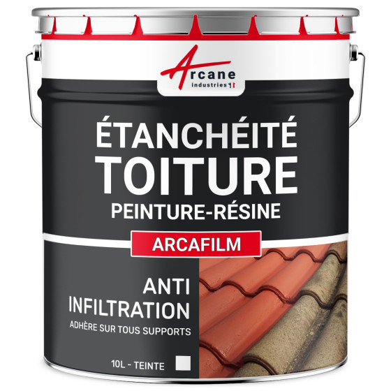 Résine d'Etanchéité - Peinture d'Etanchéité - Spécial Toit en Pente : ARCAFILM-10l-Blanc-Couleur / Aspect