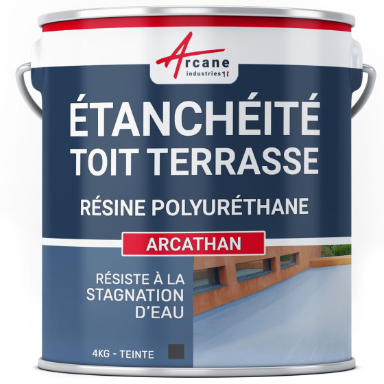 Étanchéité toit terrasse et plat  - Résine Polyuréthane Colorée : ARCATHAN-4Kg-Ardoise-Couleur / Aspect