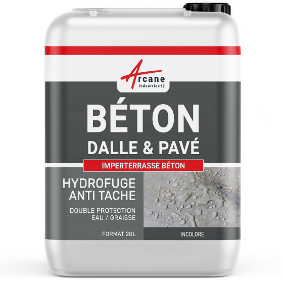 Hydrofuge imperméabilisant béton terrasse et dalles poreuses: IMPERTERRASSE BETON-20L-jusqua-100m2-Incolore-Couleur / Aspect Hydrofuge imperméabilisant béton terrasse et dalles poreuses: IMPERTERRASSE BETON-20L-jusqua-100m2-Incolore-Couleur / Aspect