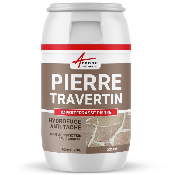 Imperméabilisant travertin hydrofuge pour pierres naturelles anti-tâche: IMPERTERRASSE PIERRE-200L-Incolore-Couleur / Aspect