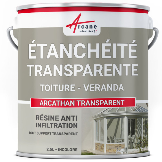 Résine étanchéité transparente véranda et autres supports en verre : ARCATHAN TRANSPARENT-2-5L-Transparente-Couleur / Aspect