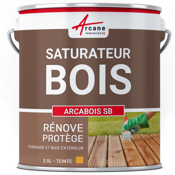 Saturateur terrasse en bois naturel : ARCABOIS SB-2-5L-Chene-dore-Couleur / Aspect