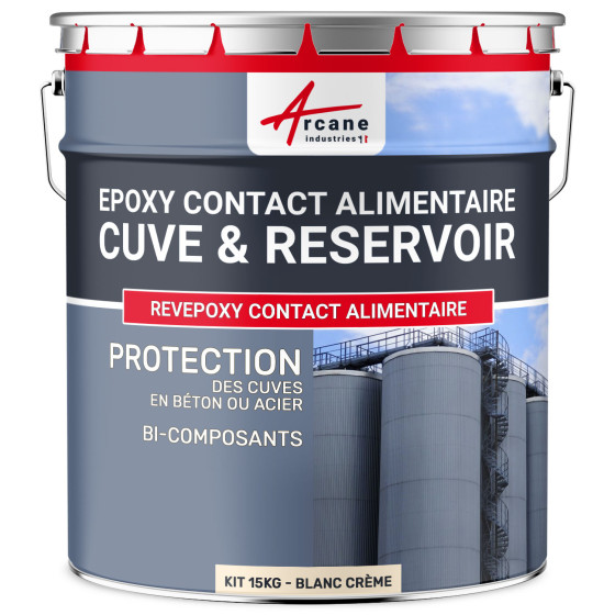 Resine Epoxy  Alimentaire - REVEPOXY Contact Alimentaire-Kit15Kg-Blanc-creme-Aspect / Couleur