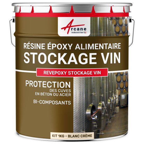 Peinture résine alimentaire cuve à vin en béton - 1KG - BLANC CREME - couleur / aspect