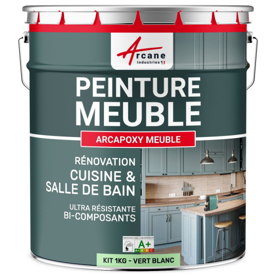 Résine PEINTURE MEUBLE-Kit1Kg-Ral-6019-Vert-Blanc-Aspect / Couleur