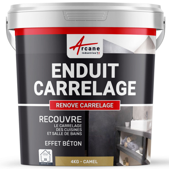 Enduit carrelage mur et sol pour salle de bain cuisine - RENOVE CARRELAGE-4Kg-Camel-Aspect / Couleur