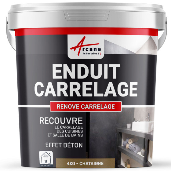 Enduit carrelage mur et sol pour salle de bain cuisine - RENOVE CARRELAGE-4Kg-Chataigne-Aspect / Couleur Enduit carrelage mur et sol pour salle de bain cuisine - RENOVE CARRELAGE-4Kg-Chataigne-Aspect / Couleur