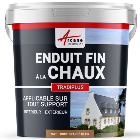 Enduit chaux fin pour décoration intérieure et extérieur - TRADIPLUS-kit15kg-ROME-Orange-clair-Aspect / Couleur
