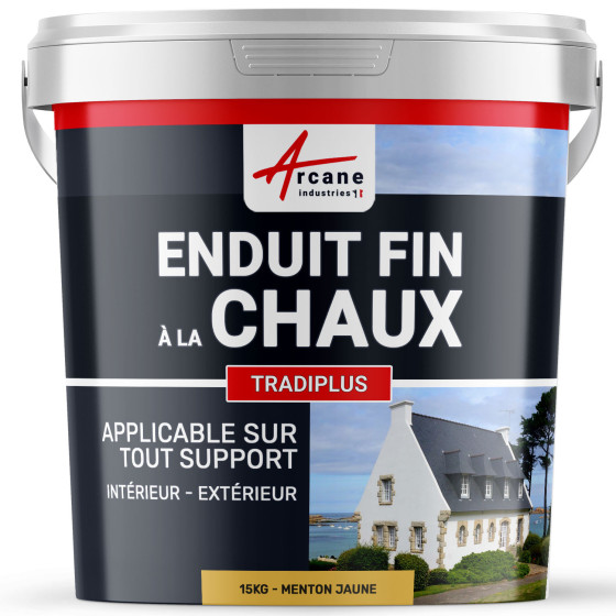 Enduit chaux fin pour décoration intérieure et extérieur - TRADIPLUS-kit15kg-MENTON-Jaune-Aspect / Couleur