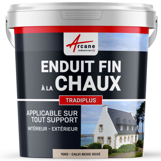 Enduit chaux fin pour décoration intérieure et extérieur - TRADIPLUS-kit15kg-CALVI-Beige-rose-Aspect / Couleur
