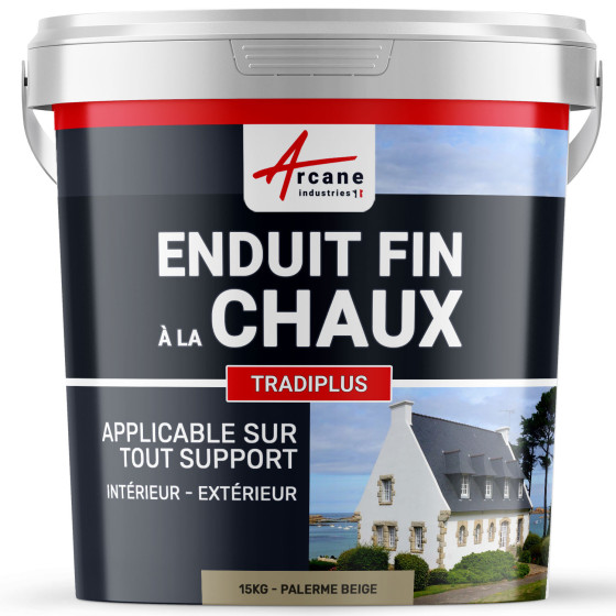 Enduit chaux fin pour décoration intérieure et extérieur - TRADIPLUS-kit15kg-PALERME-Beige-Aspect / Couleur Enduit chaux fin pour décoration intérieure et extérieur - TRADIPLUS-kit15kg-PALERME-Beige-Aspect / Couleur