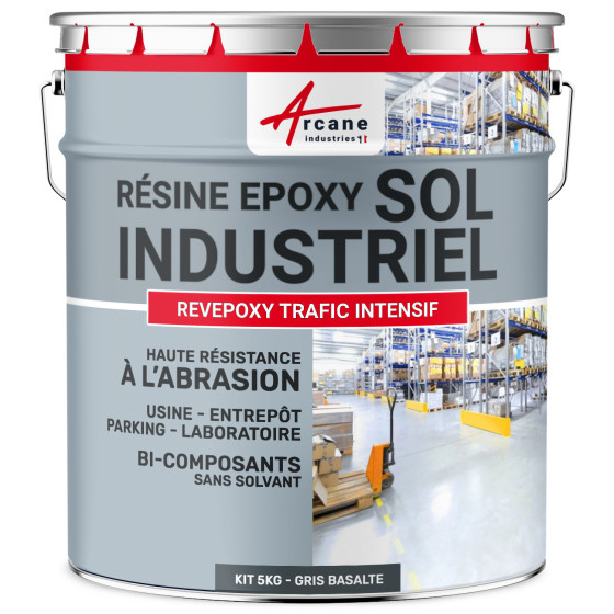Peinture époxy sol industriel et parking - REVEPOXY TRAFIC INTENSIF-kit5Kg-Gris-basalte-ral-7012-Aspect / Couleur Peinture époxy sol industriel et parking - REVEPOXY TRAFIC INTENSIF-kit5Kg-Gris-basalte-ral-7012-Aspect / Couleur