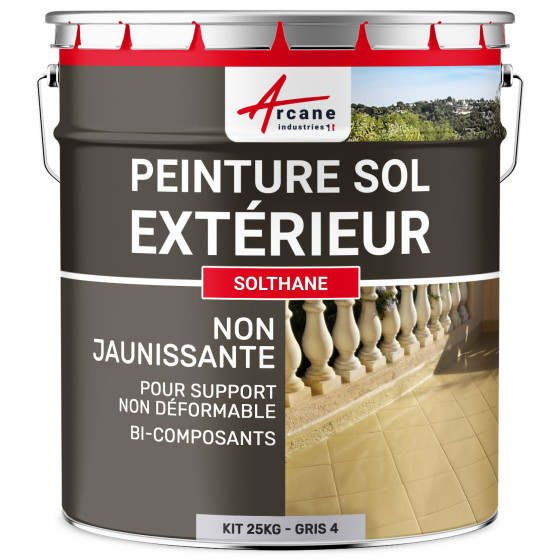 Peinture Béton Extérieur Sol - SOLTHANE-kit25kg-Gris-4-ral-7047-Aspect / Couleur