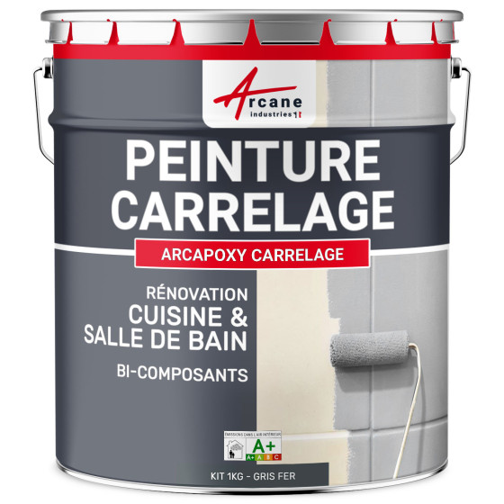 PEINTURE CARRELAGE CUISINE ET SALLE DE BAIN - RÉSINE CARRELAGE-Kit1Kg-RAL-7011-Gris-fer-Aspect / Couleur PEINTURE CARRELAGE CUISINE ET SALLE DE BAIN - RÉSINE CARRELAGE-Kit1Kg-RAL-7011-Gris-fer-Aspect / Couleur