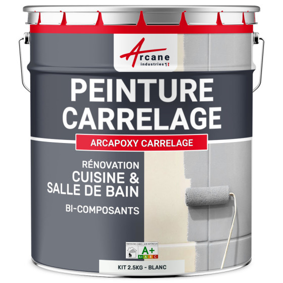 PEINTURE CARRELAGE CUISINE ET SALLE DE BAIN - RÉSINE CARRELAGE-Kit2-5Kg-RAL-9003-Blanc-Aspect / Couleur PEINTURE CARRELAGE CUISINE ET SALLE DE BAIN - RÉSINE CARRELAGE-Kit2-5Kg-RAL-9003-Blanc-Aspect / Couleur