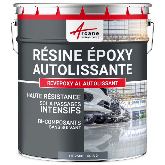 Résine Autolissante Epoxy Sol Carrelage - REVEPOXY AL AUTOLISSANT-kit25kg-Gris-2-ral-7046-Aspect / Couleur