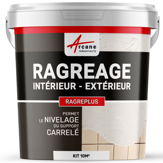 Ragréage sur carrelage mural salle de bain avant la pose - RAGREPLUS-kit10m2-Blanc-Aspect / Couleur