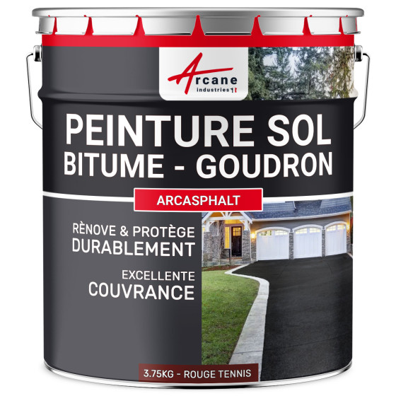 Peinture bitume / peinture goudron  - ARCASPHALT-3-75Kg-Rouge-tennis-Aspect / Couleur  