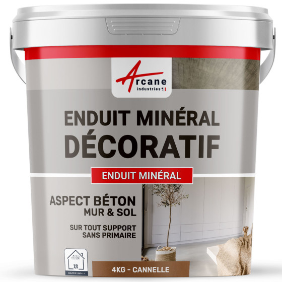ENDUIT MINERAL DECORATIF COLORE ASPECT BETON - enduit de décoration murale et sol-4Kg-Cannelle-Aspect / Couleur ENDUIT MINERAL DECORATIF COLORE ASPECT BETON - enduit de décoration murale et sol-4Kg-Cannelle-Aspect / Couleur
