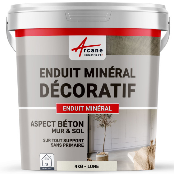 ENDUIT MINERAL DECORATIF COLORE ASPECT BETON - enduit de décoration murale et sol-4Kg-Lune-Aspect / Couleur