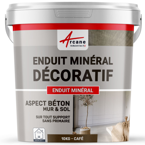 ENDUIT MINERAL DECORATIF COLORE ASPECT BETON - enduit de décoration murale et sol-10Kg-Cafe-Aspect / Couleur
