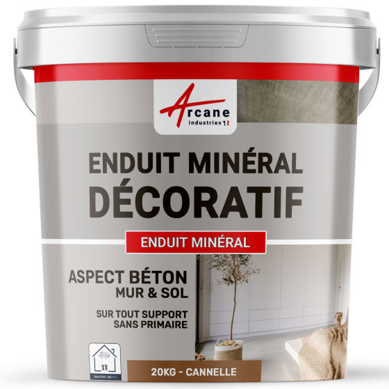 ENDUIT MINERAL DECORATIF COLORE ASPECT BETON - enduit de décoration murale et sol-20Kg-Cannelle-Aspect / Couleur