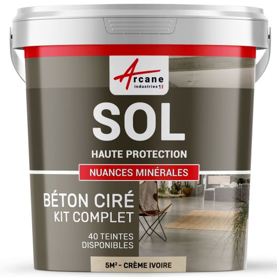 KIT BETON CIRE SOL HAUTE PROTECTION-kit5m2-Creme-Ivoire-Aspect / Couleur