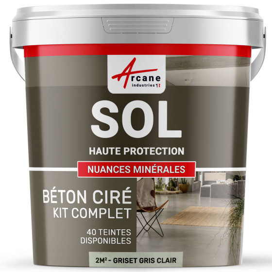 KIT BETON CIRE SOL HAUTE PROTECTION-kit2m2-Griset-Gris-clair-Aspect / Couleur