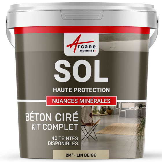 KIT BETON CIRE SOL HAUTE PROTECTION-kit2m2-Lin-Beige-Aspect / Couleur