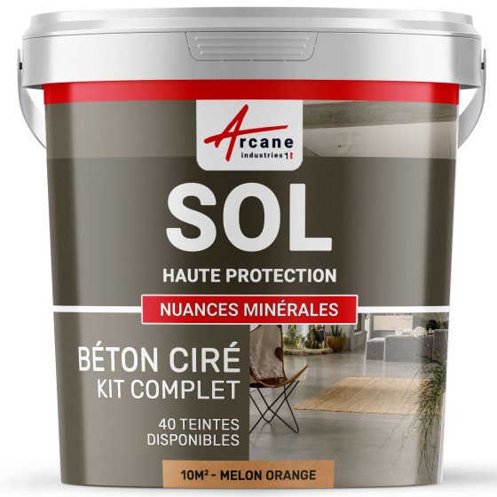 KIT BETON CIRE SOL HAUTE PROTECTION-kit10m2-Melon-Orange-Aspect / Couleur KIT BETON CIRE SOL HAUTE PROTECTION-kit10m2-Melon-Orange-Aspect / Couleur