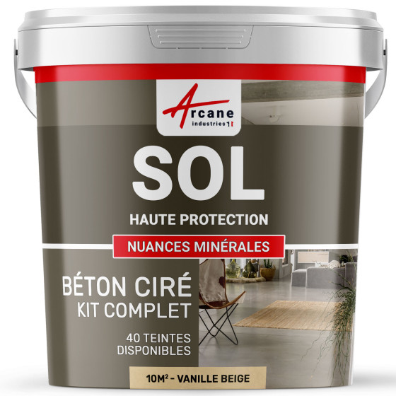 KIT BETON CIRE SOL HAUTE PROTECTION-kit10m2-Vanille-Beige-Aspect / Couleur