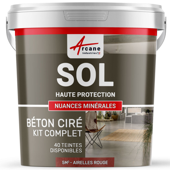 KIT BETON CIRE SOL HAUTE PROTECTION-kit5m2-Airelles-Rouge-Aspect / Couleur