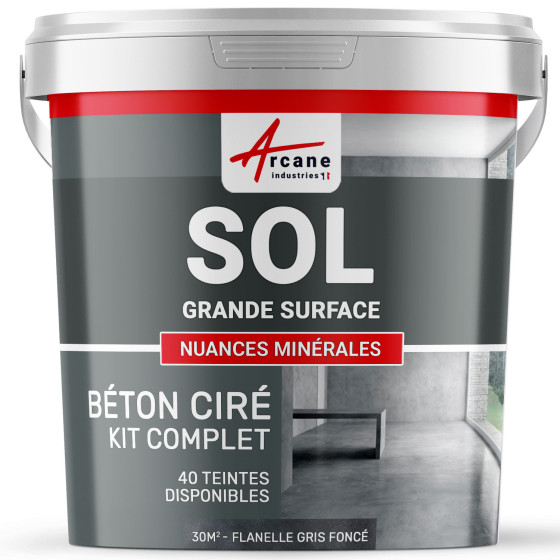 KIT BETON CIRE SOL GRANDE SURFACE HAUTE PROTECTION-Kit30m2-Flanelle-Gris-fonce-Aspect / Couleur