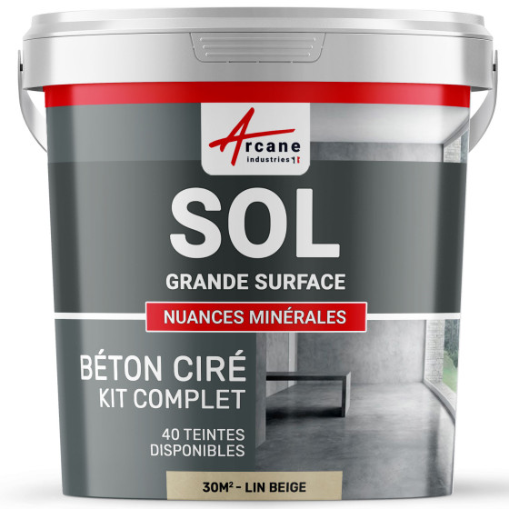 KIT BETON CIRE SOL GRANDE SURFACE HAUTE PROTECTION-Kit30m2-Lin-Beige-Aspect / Couleur
