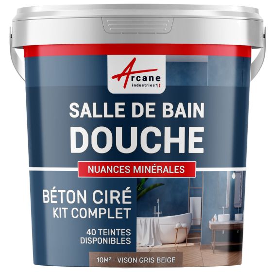 1-Main-Kit B‚ton Cir‚ Salle de Bain : Enduit imperm‚able-kit10m2-Vison-Gris-beige-Aspect / Couleur 1-Main-Kit B‚ton Cir‚ Salle de Bain : Enduit imperm‚able-kit10m2-Vison-Gris-beige-Aspect / Couleur