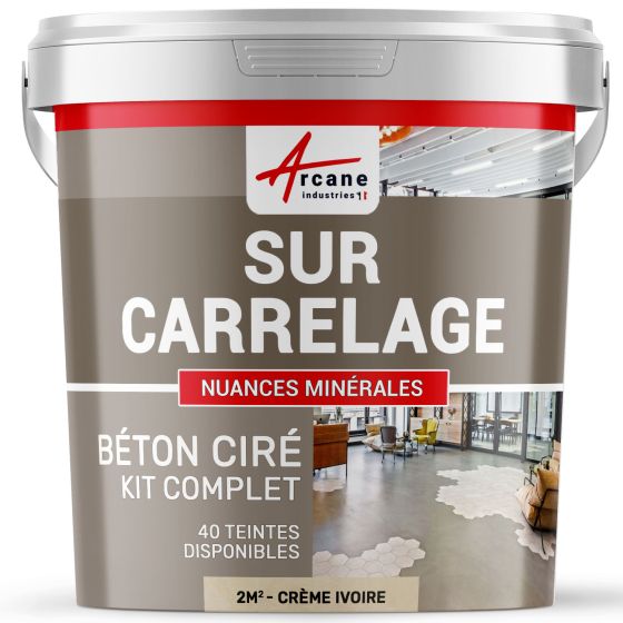 1-Main-KIT BETON CIRE SUR CARRELAGE-kit2m2-Creme-Ivoire-Aspect / Couleur