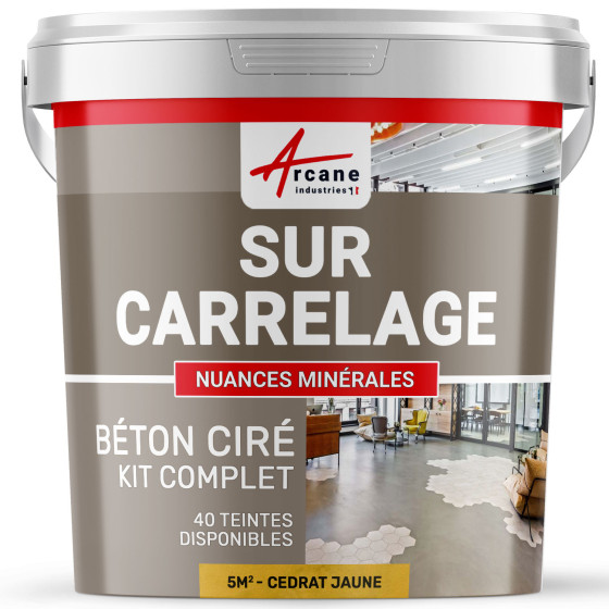 1-Main-KIT BETON CIRE SUR CARRELAGE-kit5m2-Cedrat-Jaune-Aspect / Couleur