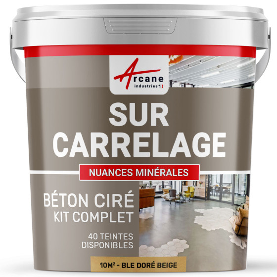 1-Main-KIT BETON CIRE SUR CARRELAGE-kit10m2-Ble-Dore-Beige-Aspect / Couleur