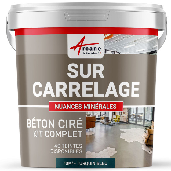 1-Main-KIT BETON CIRE SUR CARRELAGE-kit10m2-Turquin-Bleu-Aspect / Couleur