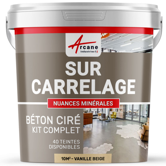 1-Main-KIT BETON CIRE SUR CARRELAGE-kit10m2-Vanille-Beige-Aspect / Couleur