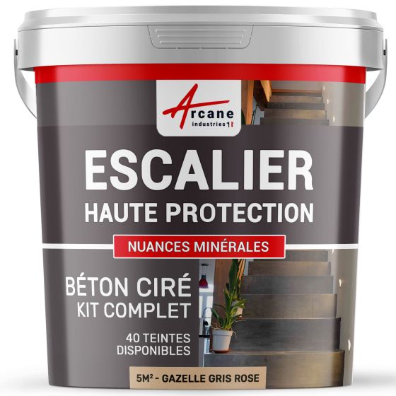 B‚ton Cir‚ Escalier - Kit Complet-kit5m2-Gazelle-Gris-rose-Aspect / Couleur B‚ton Cir‚ Escalier - Kit Complet-kit5m2-Gazelle-Gris-rose-Aspect / Couleur